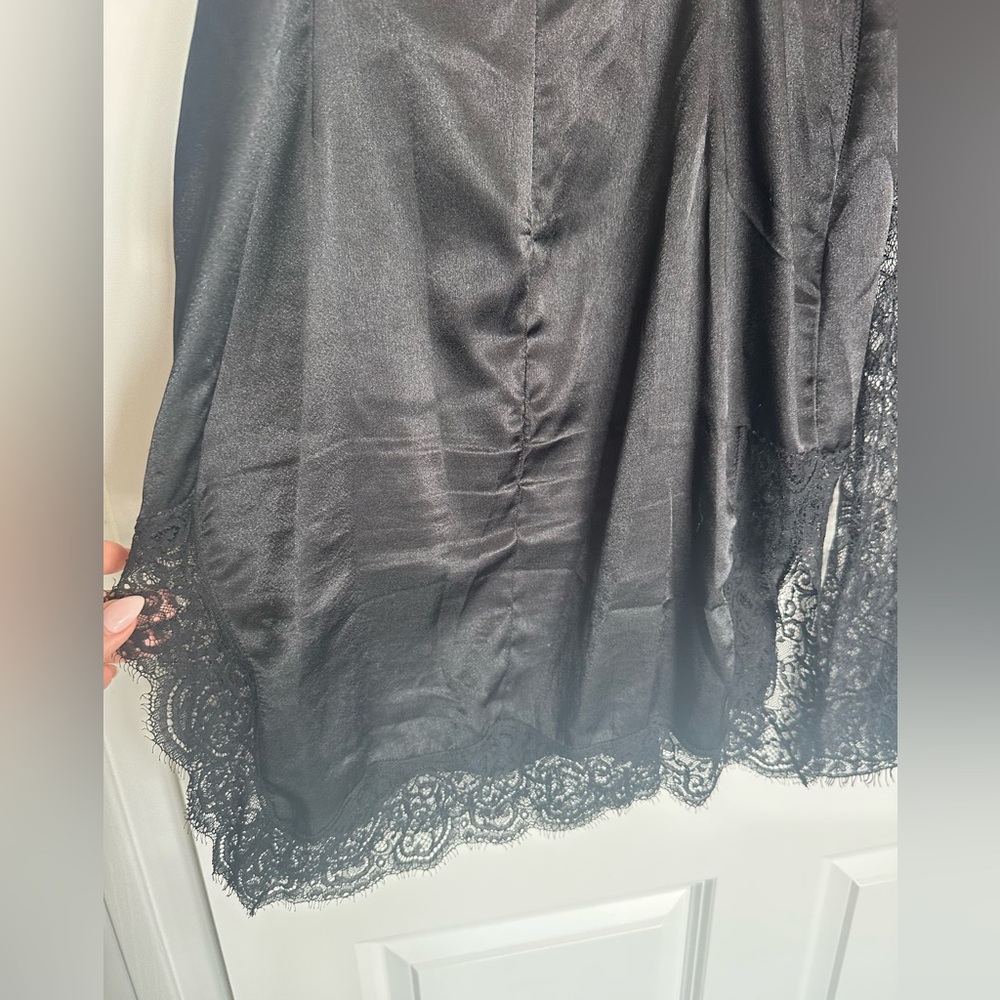 D&G Dolce&Gabbana black lace dress w/ silk camisole slip dress Italian size 42 - Picture 9 of 13